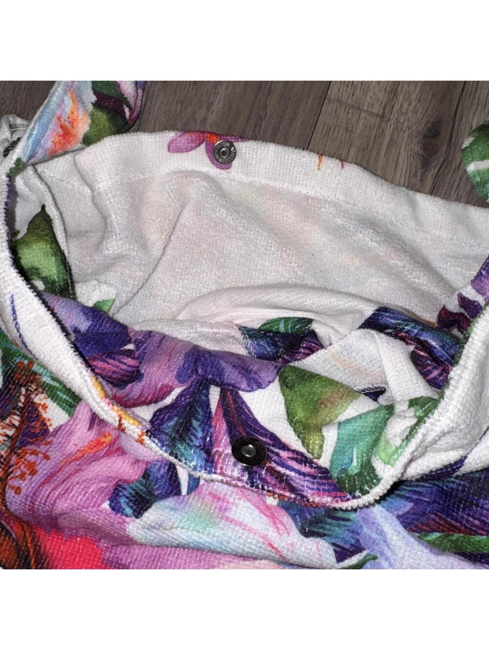 Tropical Flower Tote Bag Towel 2 In 1 Convertible Beach Tote Unfolds into Towel‎ - Picture 5 of 8
